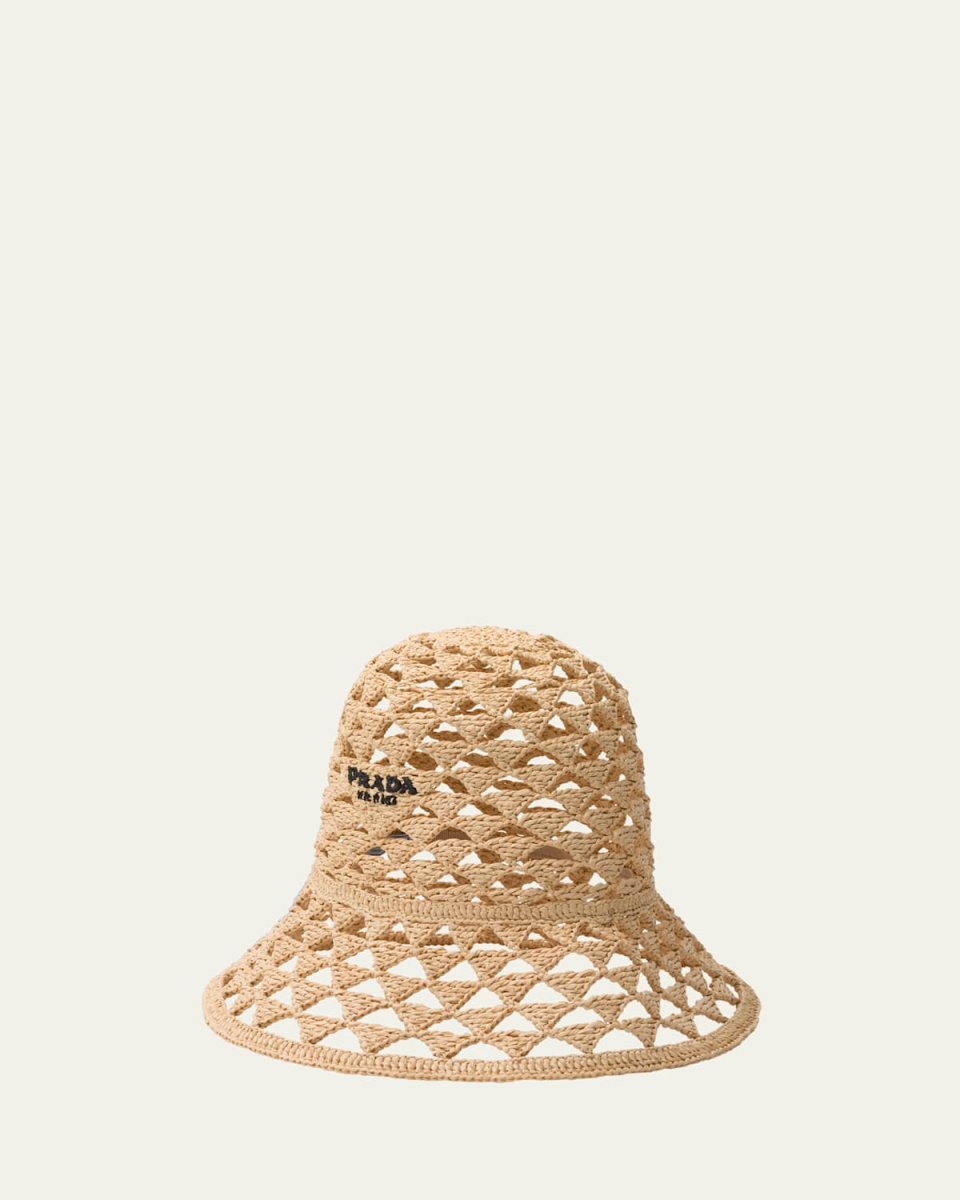 Triangle Cutout Raffia Bucket Hat